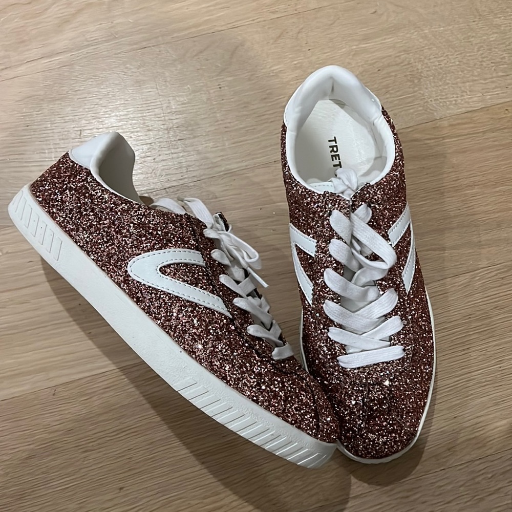 Tretorn rose gold glitter sneakers size 9.5